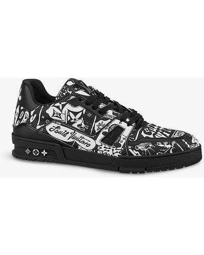 Louis Vuitton Graphic-print Leather Sneakers - Black