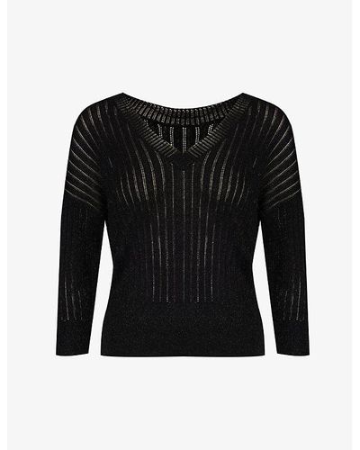 IKKS Lurex Brand-plaque Knitted Top - Black