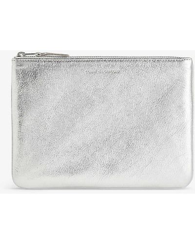 Comme des Garçons Logo-embossed Leather Pouch - White