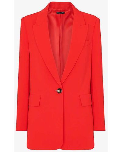 Whistles Single-breasted Relaxed-fit Crepe Blazer - Red