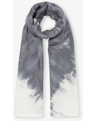 Gabriela Hearst Anaya Graphic-print Wool, Cashmere And Silk-blend Scarf - Blue