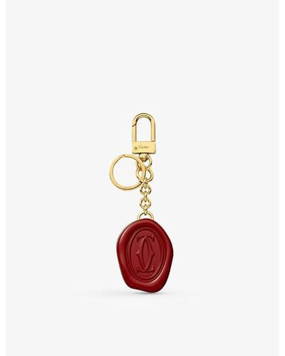 Cartier Diabolo De Gold-finished Keyring With Wax Seal Motif - White