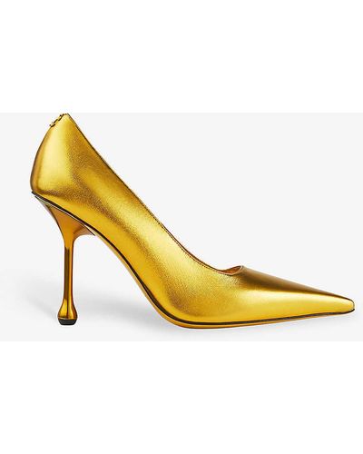 Jimmy Choo Ixia 95 Pointed-toe Leather Heeled Courts - Yellow