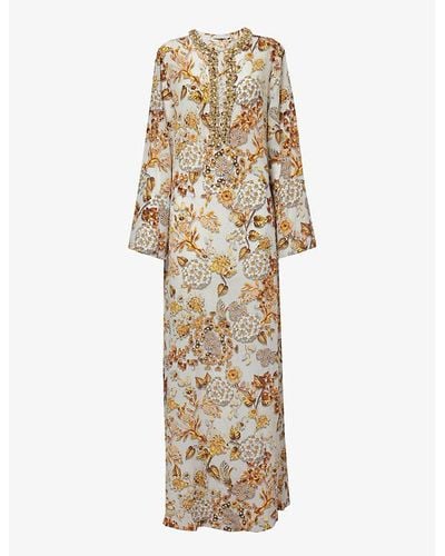 Mary Katrantzou Collins Floral-pattern Silk Maxi Dress - Metallic