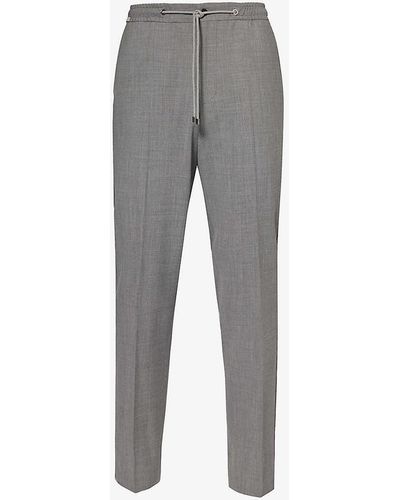 Corneliani Elasticated-waist Straight-leg Mid-rise Wool-blend Trousers - Grey