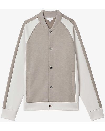 Reiss Pelham Colour-blocked Stretch-woven Jacket - White