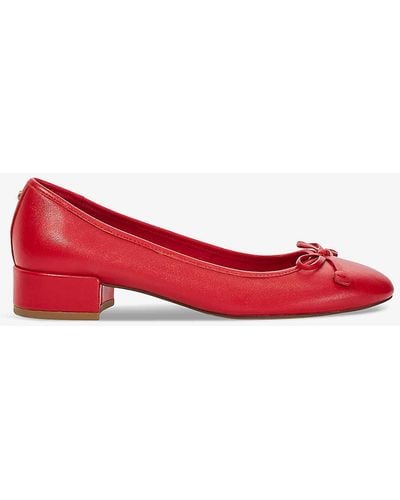 Dune Hollies Heeled Leather Ballet Flats - Red