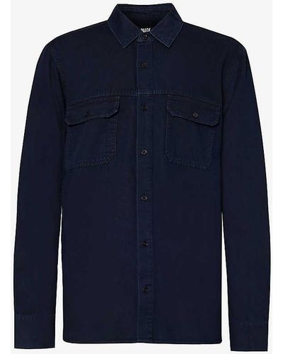 PAIGE Abraham Chest-pocket Cotton-blend Shirt X - Blue