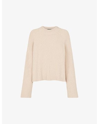 Whistles Relaxed-fit Crewneck Stretch Cotton-blend Jumper - Natural