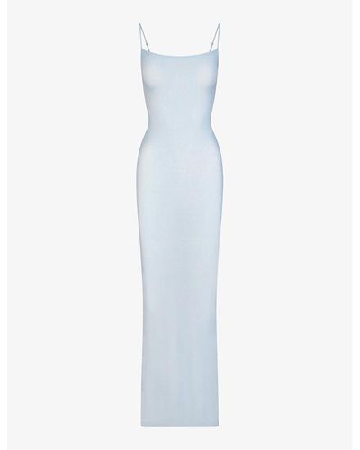 Skims Soft Lounge Sleeveless Slim-fit Stretch-woven Maxi Dress - Blue