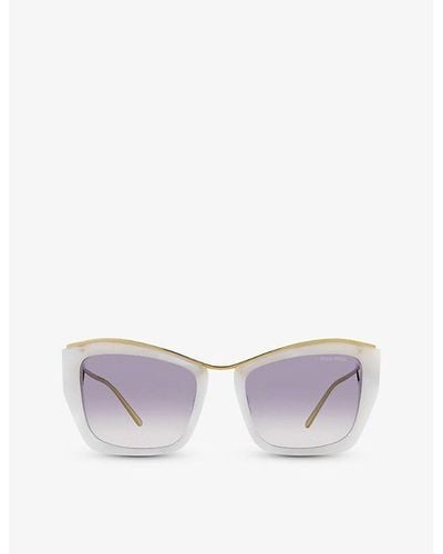 Miu Miu Mu 02ys Cat-eye Acetate Sunglasses - White