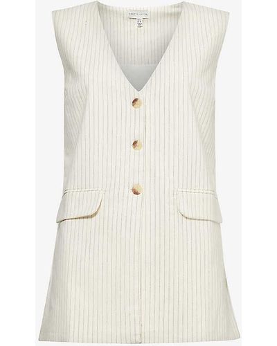 Pretty Lavish Harlee V-neck Cotton Waistcoat - White