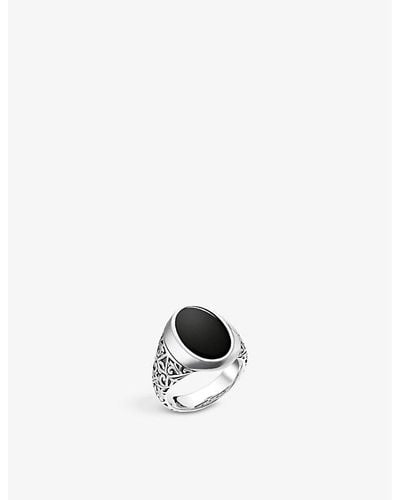 Thomas Sabo Oval Sterling-silver And Onyx Signet Ring - Black