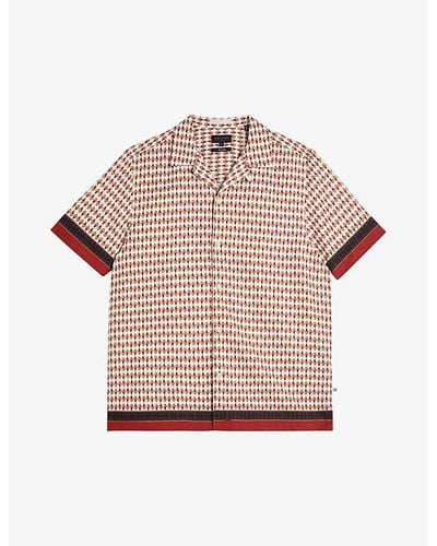 ormsby long sleeve geometric print shirt