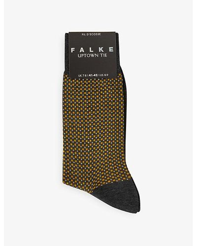FALKE Uptown Tie Geometric-print Cotton-blend Socks - Green