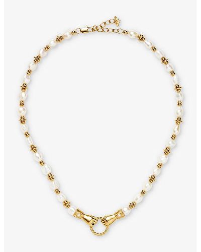 Missoma Harris Reed X In Good Hands Recycled 18ct Yellow -plated Brass And Pearl Necklace - Metallic