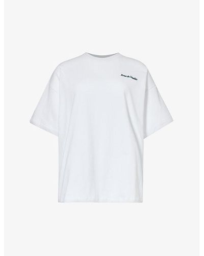 4th & Reckless Echo Brand-embroidered Cotton-jersey T-shirt - White