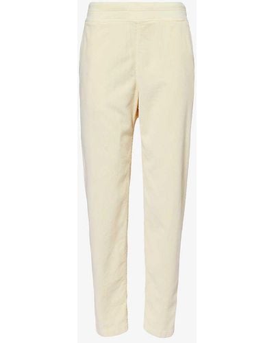 James Perse Corduroy-textured Tapered High-rise Stretch-cotton Trousers - Natural