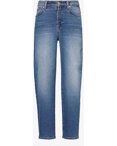 7 For All Mankind Malia Mid-rise Tapered-leg Denim-blend Jeans - Blue