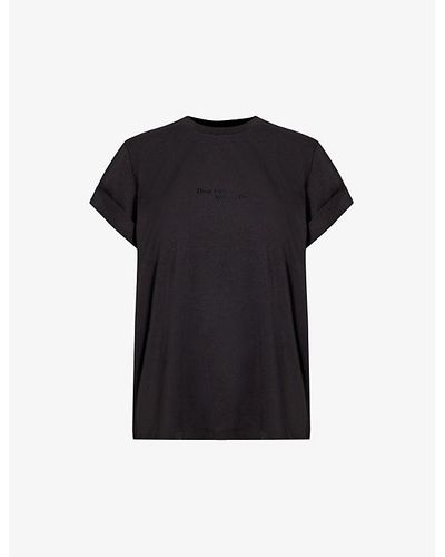 Victoria Beckham Text-print Organic Cotton-jersey T-shirt - Black