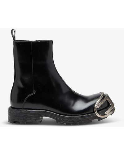 DIESEL D-hammer D-logo Leather Chelsea Boots - Black