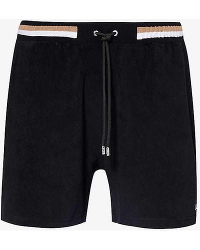 BOSS Stripe-trim Relaxed-fit Terry Cotton-blend Shorts Xx - Black