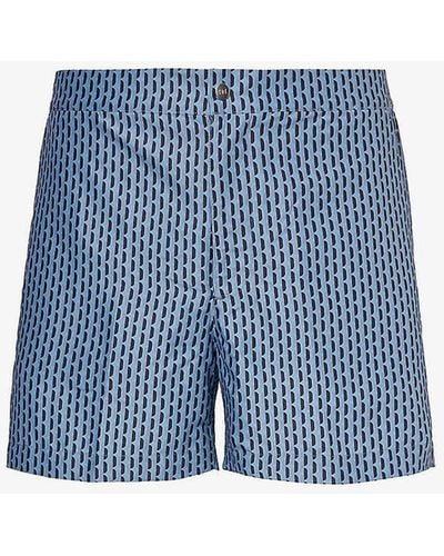 CHE Cosmo Graphic-print Recycled-polyester Swim Shorts Xx - Blue