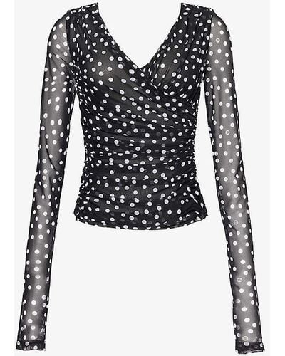 Dolce & Gabbana Polka Dot-print Off-the-shoulder Stretch-woven Top - Black