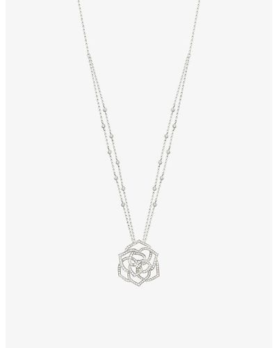 Piaget Rose 18ct White-gold And 1.7ct Brilliant-cut Diamond Pendant Necklace