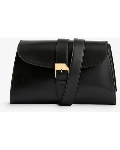 The Row Isla Leather Clutch Bag - Black