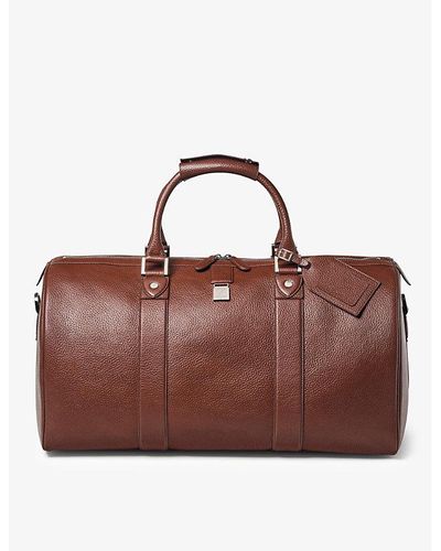 Aspinal of London Boston Grained-leather Duffle Bag - Brown