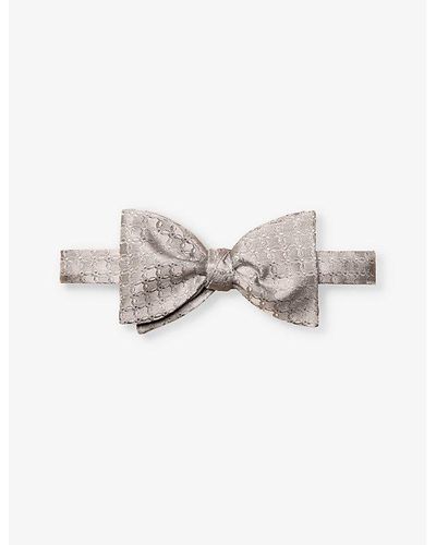 Eton Geometric-pattern Silk Bow Tie - White