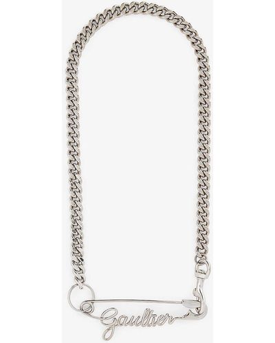 Jean Paul Gaultier Safety Pin Brass And Bronze Necklace - White