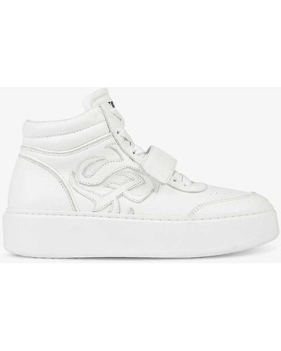 The Kooples Logo-patch Faux-leather High-top Trainers - White