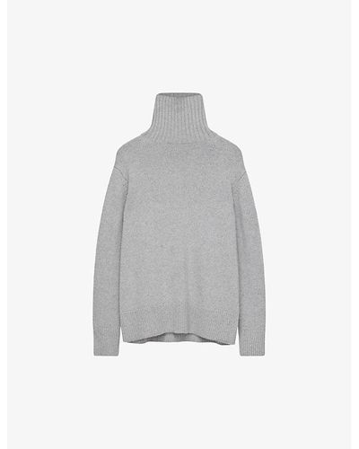 JOSEPH High-neck Long-sleeve Cashmere Sweater - Gray