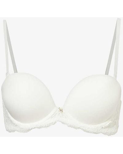 Aubade Kiss Of Love Lace-embellished Woven Bandeau Bra - White