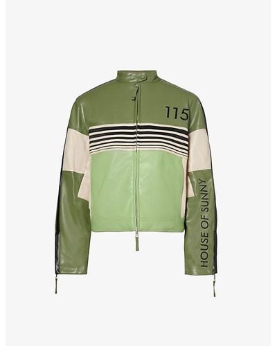 House Of Sunny The Racer Branded Faux-leather Jacket - Green