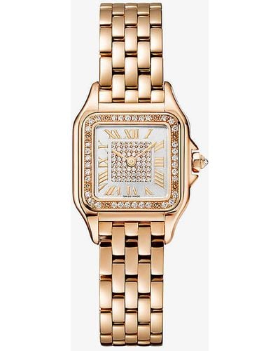 Cartier Unisex Crwjpn0039 Panthère De Small 18ct Rose-gold And 0.23ct Brilliant-cut Diamond Quartz Watch - Metallic