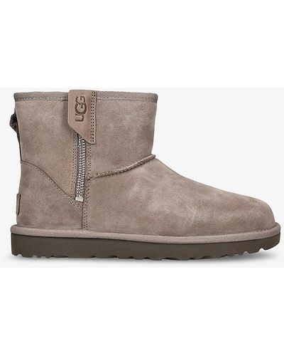 UGG Classic Mini Bailey Side-zip Sheepskin Ankle Boots - Brown