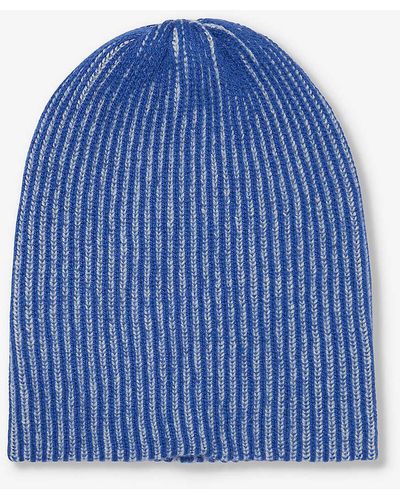 The Elder Statesman Ribbed-knit Cashmere Beanie - Blue