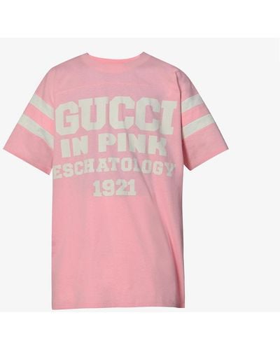 Gucci Eschatology Logo-print Cotton-jersey T-shirt - Pink