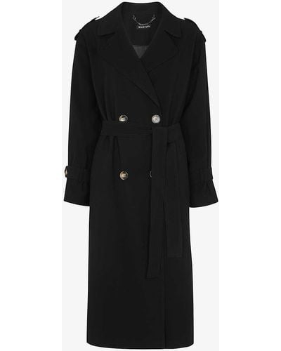 Whistles Riley Belted Woven Trench Coat - Black