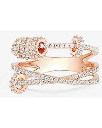 Apm Monaco Triple-band 18ct -plated Metal Alloy And Cubic Zirconia Ring - White