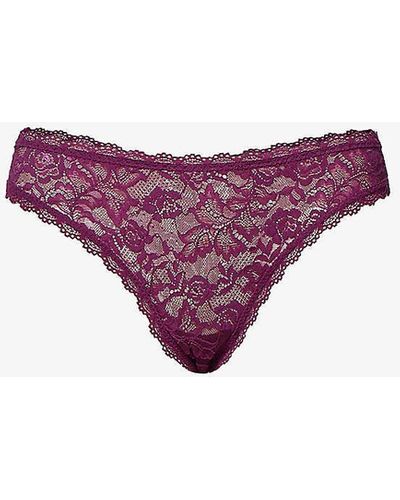 Aubade Rosessence Mid-rise Stretch-lace Tanga Briefs - Purple