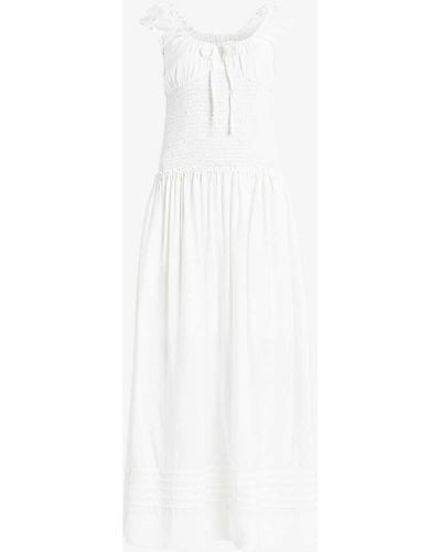 AllSaints Eliza Gathered Woven Midi Dress - White