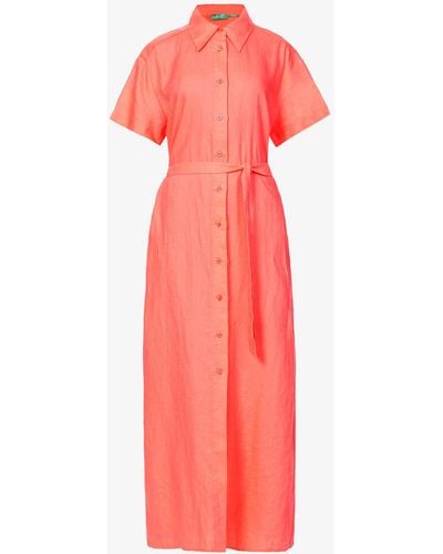 Benetton Short-sleeve Linen Maxi Dress - Pink