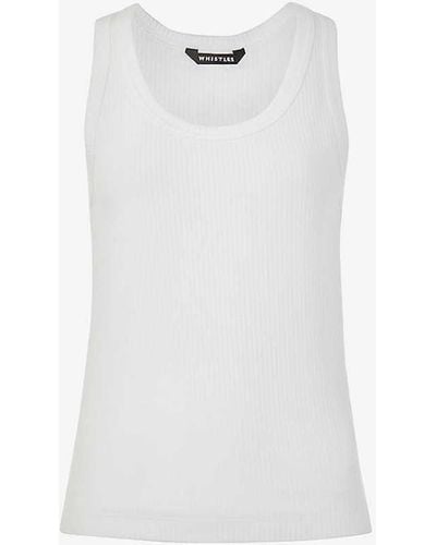 Whistles Scoop-neck Ribbed Stretch Better-cotton Vest Top - White