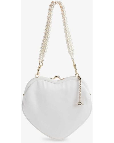 Vivienne Westwood Belle Heart Frame Silk-blend Satin Top-handle Bag - White