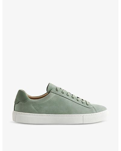 Reiss Finley Logo-embossed Leather Low-top Sneakers - Green