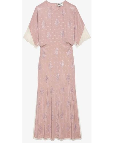 Zadig & Voltaire Jacquard Crystal-embellished Silk Midi Dress - Pink